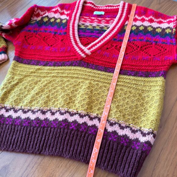 Sundance Sweater Size Small Senga Oversized V Neck Fair Isle - Picture 7 of 10